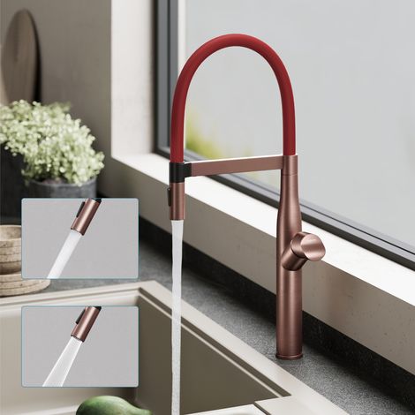 doporro Grifo de Cocina Flexible Giratorio 360°, Acero Inoxidable 304, Oro Rosa, 57 cm, Cartucho Cerámico, 2 Modos de Chorro, Aireador Desmontable, Turnix-01 (1/5)