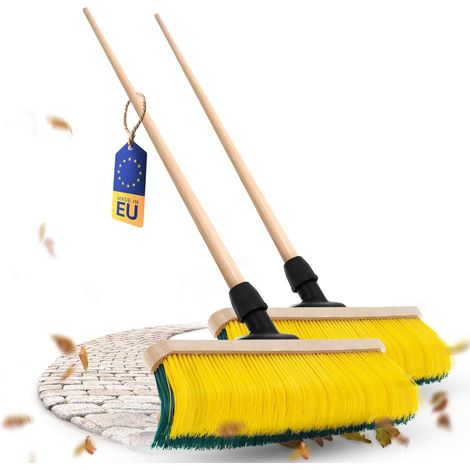 Balai à griffes Novaliv 2X avec manche 60cm, balai spécial à poils courbés - idéal comme balai de jardin, balai grattoir, balai pour gazon artificiel,