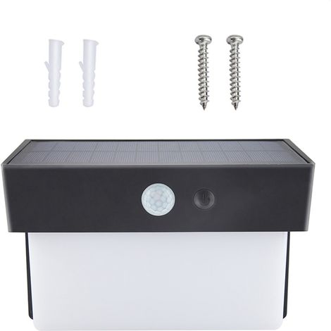 Applique murale solaire étanche avec détecteur de mouvement, lampe de jardin LED pour portail (noir) (1/5)