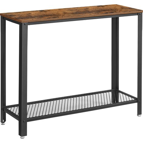 Console Tafel met Vintage Look - Hoge Bijzettafel 101,5 x 80 cm Hoog - Zwart en Vintage Bruin (1/5)