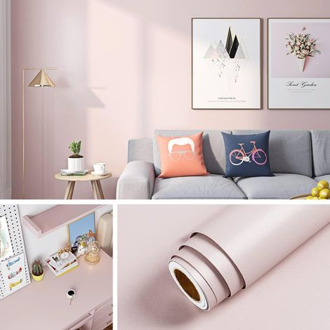 Pastellrosa Tapete – selbstklebend – hellrosa – wasserfest – 15,8 x 78,8 cm – abnehmbar – rosa – mädchenhafte Tapete fürs Schlafzimmer (1/4)