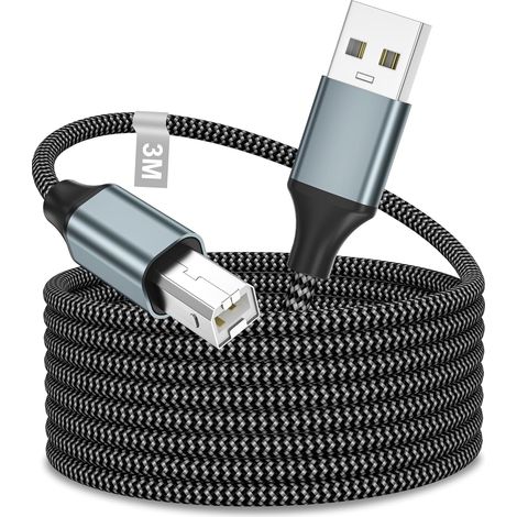 Cable USB Imprimante 3M, Cable Imprimante USB 2.0 Câble imprimante Tressé (1/5)