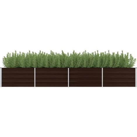Jardinière de jardin - Balconnière à fleurs Lit surélevé de jardin Marron 320x80x45 cm Acier galvanisé BV644750 - BonneVie (1/5)