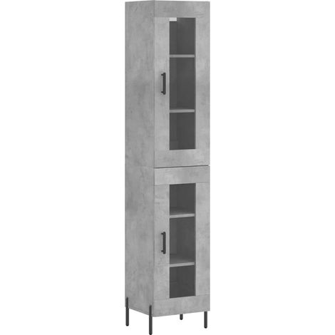 Aparador cómoda armario mueble organizador cocina salón salón alto 34,5 x 34 x 180 cm madera contrachapada gris 020034418