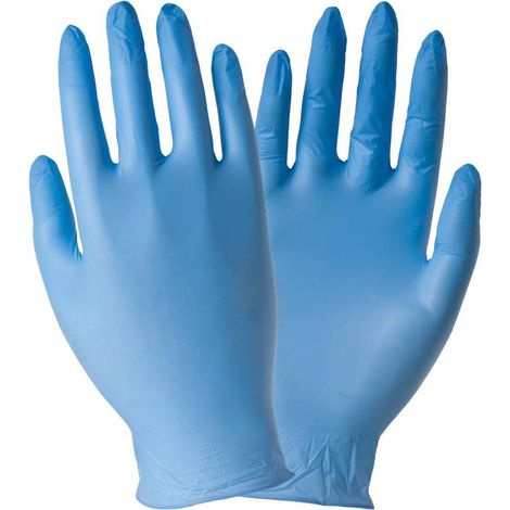 Trade Shop - SET MIT 100 STÜCK BLAUEN EINWEGHANDSCHUHEN AUS NITRIL OHNE PUDER, GRÖSSE S, M, L, XL - XL