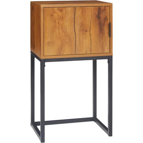 Table console, table de couloir avec placard au design industriel, table d'appoint, acier, naturel, 40x30x76 cm (1/3)