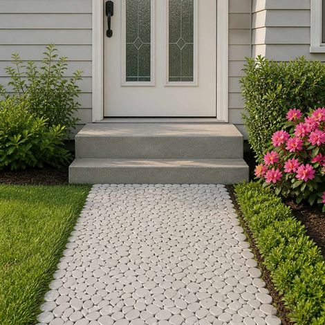 Carreaux de galets Blanc 30 x 30 cm Galets de rivière (1/5)