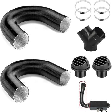 Accessoires de chauffage auxiliaire diesel 75 mm - Kit de tuyaux en Y pour chauffage de voiture - Tuyau de chauffage - Sortie d'air chaud - Clips - Accessoires de chauffage auxiliaire - Kit (1/5)