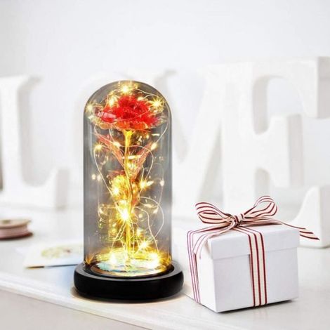 La Belle et la Bête Rose Eternelle, Rose Eternelle avec LED Lumières, Fleur Artificielle Cadeau pour Maman Femme Anniversaire (1/4)