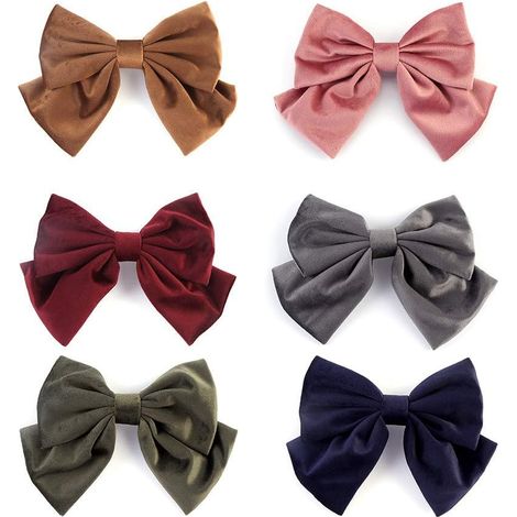Lot de pinces à cheveux en velours style français, grandes barrettes en velours épais avec nœud, accessoires pour cheveux pour filles (1/5)