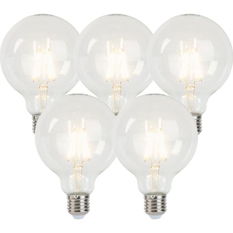 Set of 5 E27 Dimmable LED Bulbs G95 5W 470lm 2700K