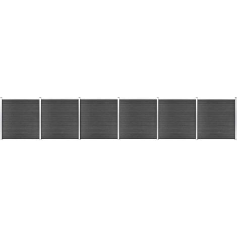 Zaunelement Set WPC 1045x186 cm Schwarz