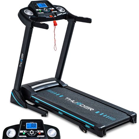 THUNDER ICON-BLACK Laufband 17 km/h Klappbar LCD Display Pulsmessung USB AUX 140 kg (1/5)