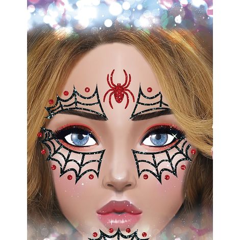 Adesivi glitterati con decorazione a forma di viso di ragno (1/3)
