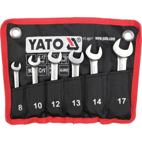 Juego de llaves de carraca corta de 6 piezas, llave combinada de 8 a 17 mm, 90 dientes, articulada, acero CrV, compacto para espacios estrechos