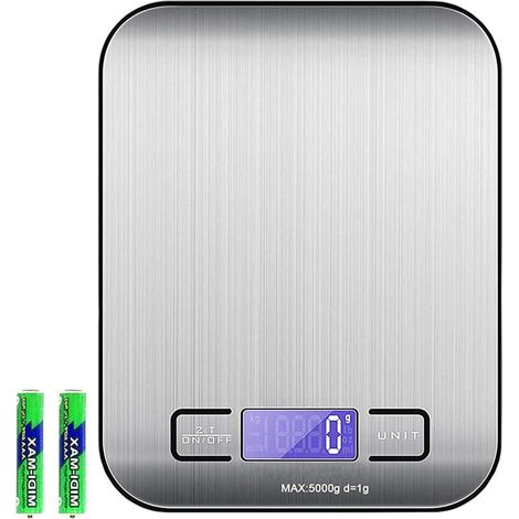Balance de Cuisine Précision Digital,Balance de Cuisine Electronique, Fonction Tare, 5kg/1g Acier Inoxydable, Écran LCD Rétroéclairé, Balance Pour Usage Domestique à Haute PréCision(Noir) (1/5)