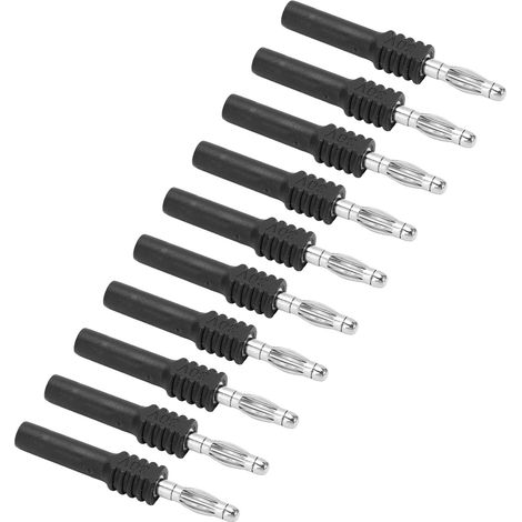Lot de 10 connecteurs banane J.20025 (mâle 4 mm vers femelle 2 mm) pour multimètre, adaptateur noir industriel (1/5)
