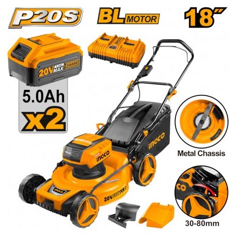 RASAERBA A BATTERIA 40V + 2 BATTERIE + CARICABATTERIE - INGCO LMLI20182 TAGLIAERBA