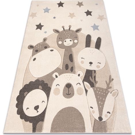 KIDDO carpet 5637 beige / cream, animals, stars for children, sensory  beige 200x290 cm (1/5)