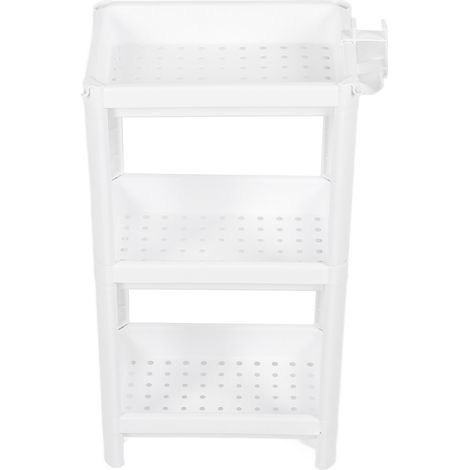 Étagère de tour de salle de bain en plastique, support de rangement autoportant, organisateur, étagère multifonctionnelle pour salon, chambre à coucher, cuisine, blanc, 3 couches (1/5)
