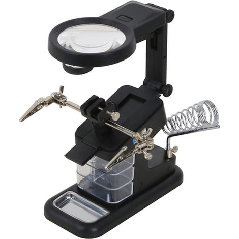 Loupe de Table Support avec LED Loupe sur Pied 3X 4.5X Troisième Main au Soudage Support Auxiliaire avec Clip pour Ingéni Électronique Cosmétologie Médical Horloger Montre Réparation (1/5)