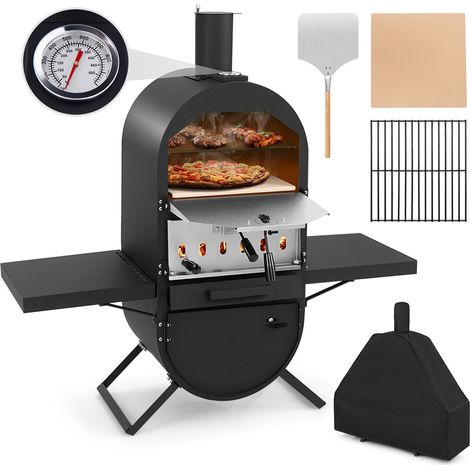 Four à pizza extérieur avec pierre 12 pouces, grille, thermomètre et housse en Oxford 600D pour jardin, terrasse et camping (1/5)