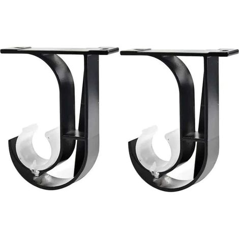 Due supporti per bastoni per tende, supporti da soffitto e supporti neri per aste appendiabiti per camere da letto e soggiorni. (1/4)