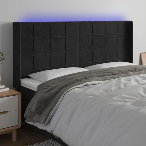 LED Kopfteil Schwarz 183x16x118/128 cm Samt (1/5)
