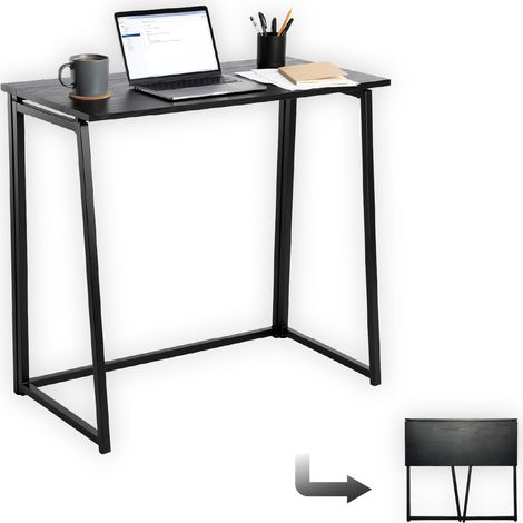 Meuble Bureau Informatique Pliant pour Petits Espaces Postes de Travail Table d'Ordinateur Pliante, Assemblage Facile, Cadre en Métal, Noir, 80x40x74cm (1/5)