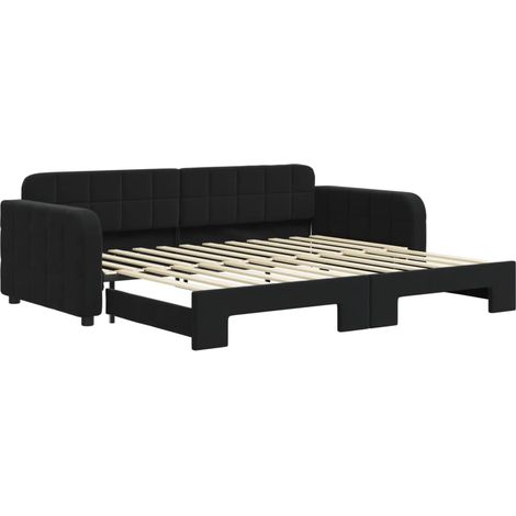Maison Exclusive - Lit de jour avec gigogne sans matelas noir 90x200 cm