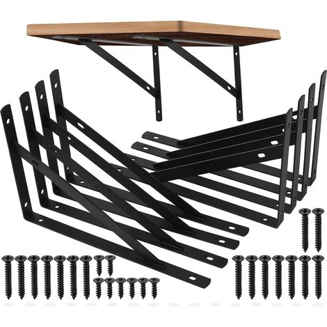 8 Pièces Equerre Etagere Murale, Supports Triangulaires Angulaires Droits de 90 Degrés, Support D'étagère Murale, Support d'angle Brace pour Salon Chambre Bibliothèque (250X160MM) (1/5)