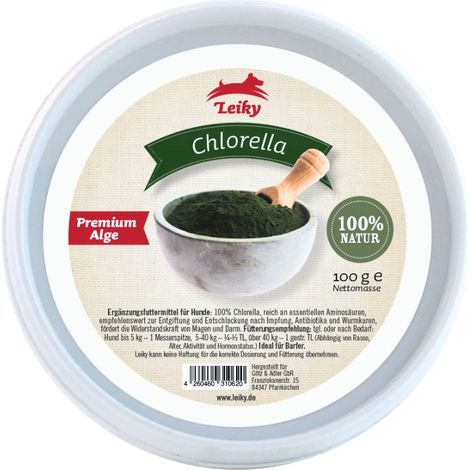 Chlorella 100 g Ergänzungsmittel für Hunde und Katzen bei Dermatitis und Arthritis Allergien natürliche Entgiftung Leiky (1/2)