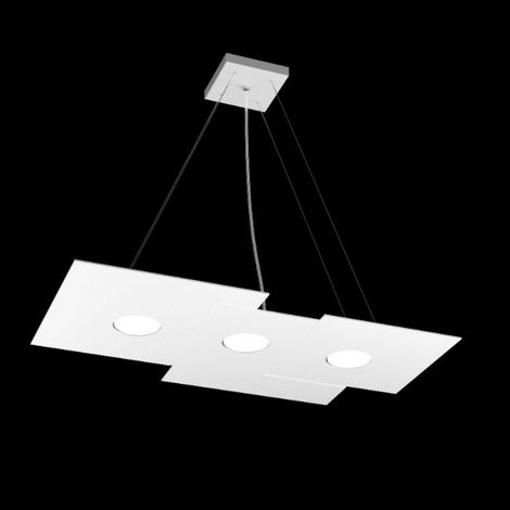 Lampadario moderno top light plate 1129 s3 r gx53 led monoemissione metallo sospensione, finitura metallo bianco