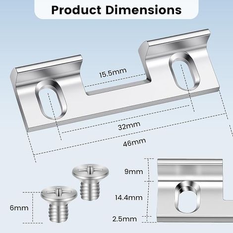Replacement Door Striker Type 115, Adjustable Strike Entry Door Lock Plates, 32mm Screw Hole Spacing, 46 x 1.5 x 9 mm Standard Strike Plates (1/3)