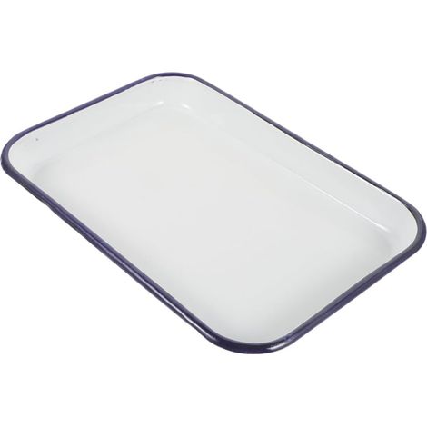 Plateau Rectangulaire Émail Blanc Plat de Cuisson Polyvalent pour Four