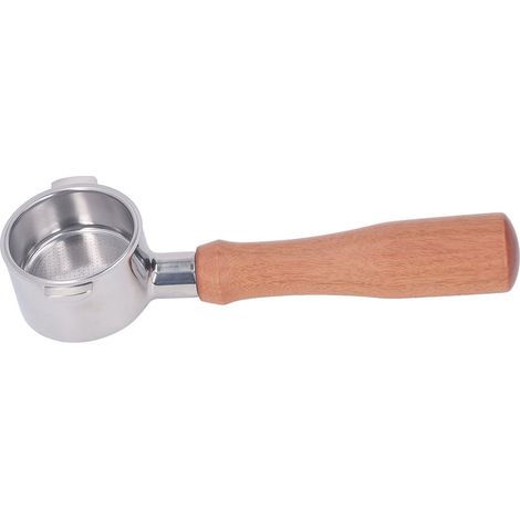 Porte-filtre sans fond 51 mm en acier inoxydable, 2 oreilles, avec poignée en bois, pour machine à café style 1 (1/5)