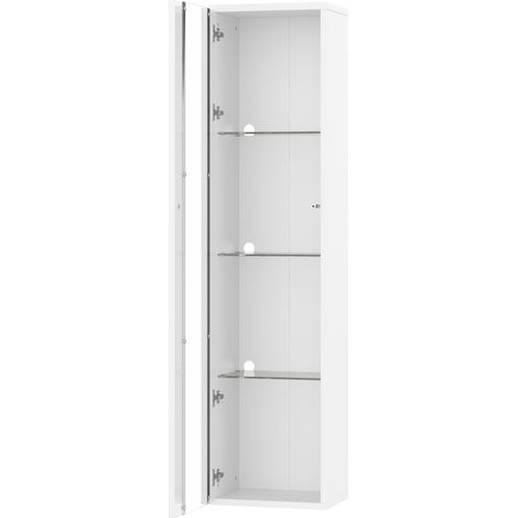 Vitrina de pared 40 x 29 x 170 cm en aglomerado y vidrio, LED con APP, blanca (1/5)