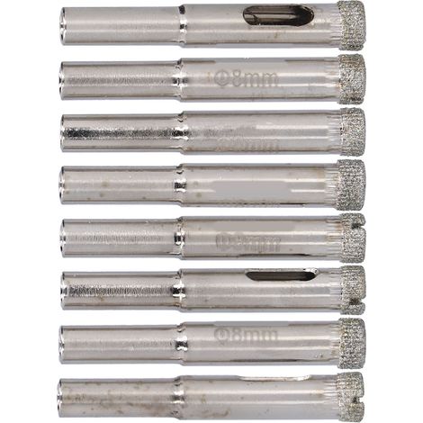 Ensemble de 8 scies cloches à eau, fabriquées en acier allié robuste et durable, résistantes à l'usure, permettant un gain de temps et offrant une grande efficacité pour le perçage du verre. (1/5)