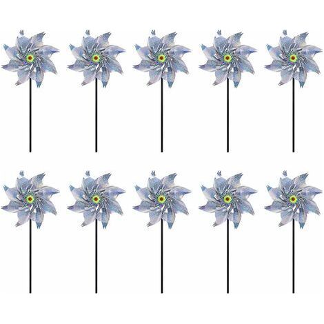 LaBlanc - Reflektierende Windmühle, 10 Stück Anti-Vogel-Reflex-Windmühle, Garten-Windmühle für den Außenbereich, Vogelabwehr zum Schutz von Garten/Obstgarten/Innenhof