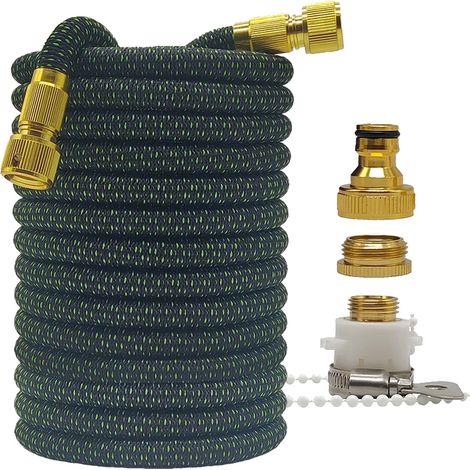 Tuyau d'arrosage haute pression extensible et flexible (noir et vert - 23 m) - 2,5 à 30 mètres - granulés de sésame - pour jardin, ferme, lavage de voiture (1/5)