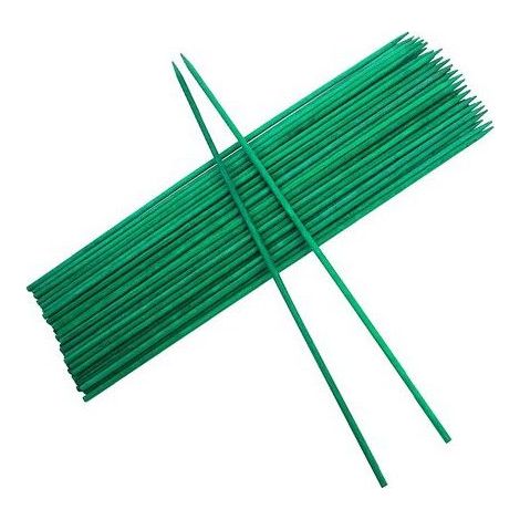 Tuteurs en bambou pour plantes - Lot de 50 pièces - Longueur 40 cm - Vert - Extrémité pointue - Attaches métalliques (1/5)