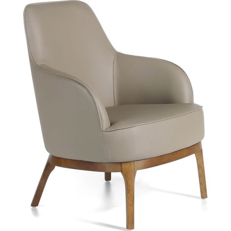 Chaise rembourrée en simili avec pieds bois massif de frêne - Vison, noyer (1/4)