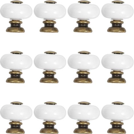 Pack of 12 Furniture Knobs Ceramic Round Vintage Single Hole Cabinet Knobs Antique Decorative Pull Handles for Chest of Drawers Cabinet Door and DIY Projects (1/5)