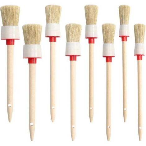 8 pinceaux ronds en bois, poignée ergonomique, soies naturelles souples, peinture acrylique et aquarelle, artistes débutants et amateurs (1/5)