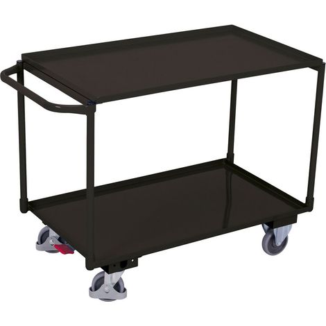 VARIOfit Tischwagen mit Gitterrost und 2 Ladeflächen 995x595mm RAL 7016 Anthrazitgrau (1/2)