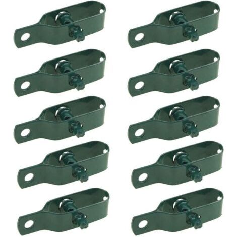 Lot de 10 tendeurs de fil de clôture électrique en acier au carbone pour bétail, bétail, chevaux, ferme, jardin, câble à cliquet, 96 mm d'épaisseur, vert (1/4)