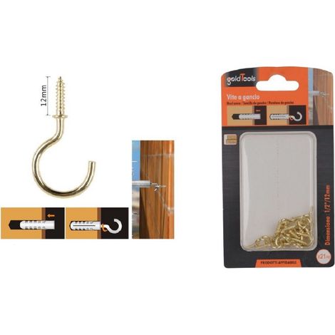 Kaela - Set 21 Pezzi Vite A Gancio 1/2" 12mm Viti Autofilettanti Dorate Per Legno 90809 - (1/2)