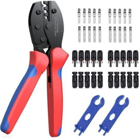 Pince à Sertir Solaire Kit Pour CâBle , Outils à Sertir Solaires Pour CâBl , Panneau Solaire 2.5/4.0/6.0mm²+20pcs Mc4 MâLe Connecteur CâBle De Panneau Solaire Femelle+1paire Connecteur De Solaire Mc4
