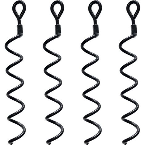 38.5cm Spiral Earth Ground kit d'ancrage haute performance pour hangar Idéal comme poteau d'attache pour chien pour sécuriser les animaux, les tentes, les auvents, les hangars, paquet de 4