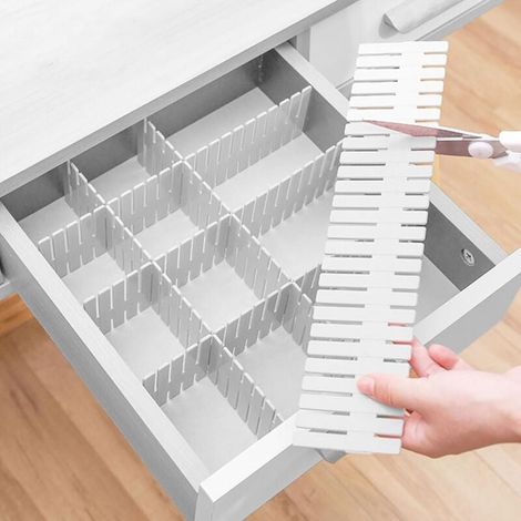 16pcs Drawer Dividers, Adjustable Drawer Dividers, White Drawer Organizer, Drawer Inserts for Underwear, Socks, Cosmetics, Bedroom, Office MUMU (1/4)
